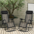 2Pcs Folding Patio Rattan Zero Gravity Lounge Chair-Gray