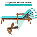 3 Pieces Protable Patio Cushioned Rattan Lounge Chair Set with Folding Table-Turquoise