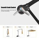 10 Ft Solar LED Offset Umbrella with 40 Lights and Cross Base for Patio-Beige