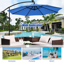 10 Ft Solar LED Offset Umbrella with 40 Lights and Cross Base for Patio-Blue