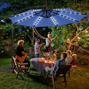 10 Ft Solar LED Offset Umbrella with 40 Lights and Cross Base for Patio-Blue