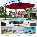 10 Ft Solar LED Offset Umbrella with 40 Lights and Cross Base for Patio-Wine