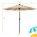 9Ft Solar LED Market Umbrella with Aluminum Crank Tilt 16 Strip Lights-Beige