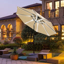 9Ft Solar LED Market Umbrella with Aluminum Crank Tilt 16 Strip Lights-Beige
