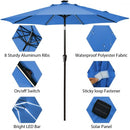 9Ft Solar LED Market Umbrella with Aluminum Crank Tilt 16 Strip Lights-Blue