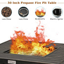 30" 50000 BTU Square Propane Gas Fire Pit Table with Table Cover