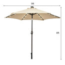 9' Solar LED Lighted Patio Market Umbrella Tilt Adjustment Crank Lift -Beige