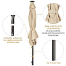 9' Solar LED Lighted Patio Market Umbrella Tilt Adjustment Crank Lift -Beige