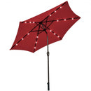 9' Solar LED Lighted Patio Market Umbrella Tilt Adjustment Crank Lift -Burgundy