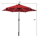9' Solar LED Lighted Patio Market Umbrella Tilt Adjustment Crank Lift -Burgundy