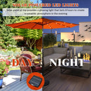 10' Solar LED Lighted Patio Market Umbrella Shade Tilt Adjustment Crank-Orange