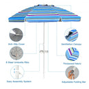 7.2 FT Portable Outdoor Beach Umbrella with Sand Anchor and Tilt Mechanism for  Poolside and Garden-Blue