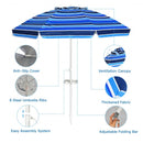 7.2 FT Portable Outdoor Beach Umbrella with Sand Anchor and Tilt Mechanism for  Poolside and Garden-Navy