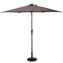 9FT Patio Solar Umbrella LED Patio Market Steel Tilt W- Crank Outdoor New-Tan
