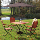 9FT Patio Solar Umbrella LED Patio Market Steel Tilt W- Crank Outdoor New-Tan