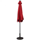9FT Patio Solar Umbrella LED Patio Market Steel Tilt W- Crank Outdoor New-Burgundy