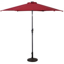 9FT Patio Solar Umbrella LED Patio Market Steel Tilt W- Crank Outdoor New-Burgundy