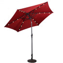 9FT Patio Solar Umbrella LED Patio Market Steel Tilt W- Crank Outdoor New-Burgundy