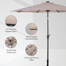 10FT Patio Solar Umbrella LED Patio Market Steel Tilt W- Crank Outdoor New-beige