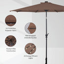 10FT Patio Solar Umbrella LED Patio Market Steel Tilt W- Crank Outdoor New-Tan