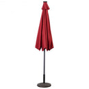 10FT Patio Solar Umbrella LED Patio Market Steel Tilt W- Crank Outdoor New-Burgundy