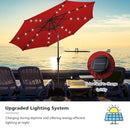 10FT Patio Solar Umbrella LED Patio Market Steel Tilt W- Crank Outdoor New-Burgundy