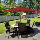 10FT Patio Solar Umbrella LED Patio Market Steel Tilt W- Crank Outdoor New-Burgundy