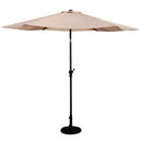 10FT Patio Umbrella 6 Ribs Market Steel Tilt W- Crank Outdoor Garden without Weight Base-beige