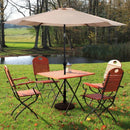 10FT Patio Umbrella 6 Ribs Market Steel Tilt W- Crank Outdoor Garden without Weight Base-beige
