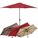 10FT Patio Umbrella 6 Ribs Market Steel Tilt W- Crank Outdoor Garden without Weight Base-Burgundy