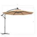 10 Inch Patio Hanging Solar LED Umbrella Sun Shade with Cross Base-Beige