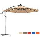 10 Inch Patio Hanging Solar LED Umbrella Sun Shade with Cross Base-Beige