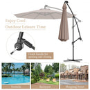 10 Inch Patio Hanging Solar LED Umbrella Sun Shade with Cross Base-Tan