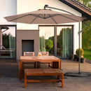 10 Inch Patio Hanging Solar LED Umbrella Sun Shade with Cross Base-Tan