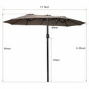 15' Twin Patio Umbrella Double-Sided Outdoor Market Umbrella without Base -Tan