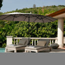 15' Twin Patio Umbrella Double-Sided Outdoor Market Umbrella without Base -Tan