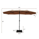 15 Foot Extra Large Patio Double Sided Umbrella with Crank and Base-Tan