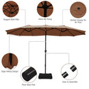 15 Foot Extra Large Patio Double Sided Umbrella with Crank and Base-Tan
