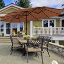 15 Foot Extra Large Patio Double Sided Umbrella with Crank and Base-Tan