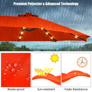 15 Ft Solar LED Patio Double-sided Umbrella Market Umbrella with Weight Base-Orange