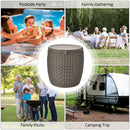 9.5 Gallon 4-in-1 Patio Rattan Cool Bar Cocktail Table Side Table-Brown