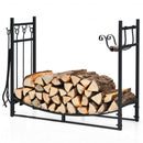 36 Inch Fireplace Log Holder with Kindling Holders and Shovel
