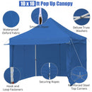 10x10ft Pop up Gazebo with 4 Height and Adjust Folding  Awning -300' Blue
