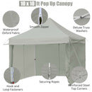10x10ft Pop up Gazebo with 4 Height and Adjust Folding  Awning -Gray