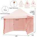 10x10ft Pop up Gazebo with 4 Height and Adjust Folding  Awning -Pink