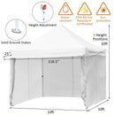 10x10ft Pop up Gazebo with 4 Height and Adjust Folding  Awning -White