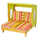 Kids Lounge Patio Lounge Chair with Cup Holders and Awning