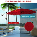 10 Foot Patio Offset Umbrella Market Hanging Umbrella for Backyard Poolside Lawn Garden-Burgundy