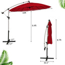 10 Foot Patio Offset Umbrella Market Hanging Umbrella for Backyard Poolside Lawn Garden-Burgundy