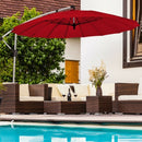 10 Foot Patio Offset Umbrella Market Hanging Umbrella for Backyard Poolside Lawn Garden-Burgundy